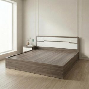 Giường Bệt Gỗ Hiện Đại Đầu Giường Phối Trắng Accent