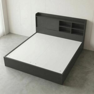 Giường Bệt Gỗ Hiện Đại Đầu Giường Tích Hợp Kệ Sách & Tủ Cánh Lùa