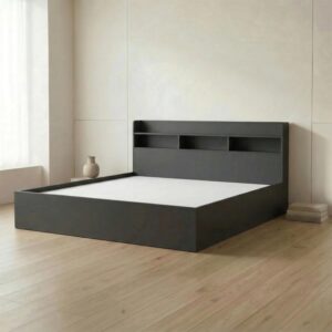 Giường Bệt Gỗ Hiện Đại Đầu Giường Tích Hợp Kệ Sách 3 Khoang