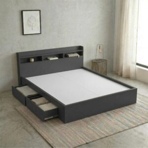 Giường Bệt Gỗ Hiện Đại Đầu Giường Tích Hợp Kệ Sách 3 Khoang