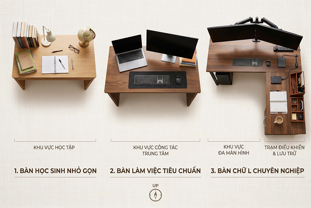 Bảng chọn bàn làm việc tại nhà theo nhu cầu và ngân sách