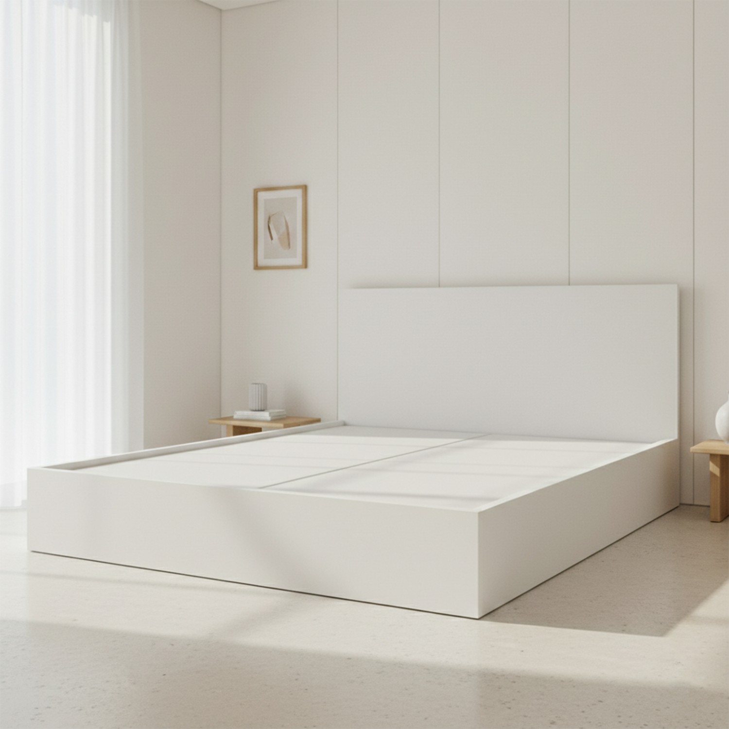 Giường bệt tone trắng trong phòng nhỏ tạo cảm giác rộng rãi