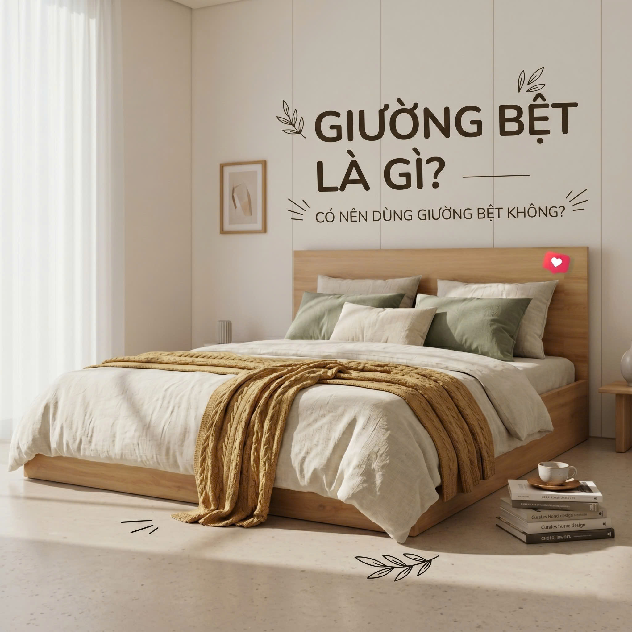 Giường bệt là gì - giường bệt gỗ MDF dáng thấp phong cách Nhật Bản