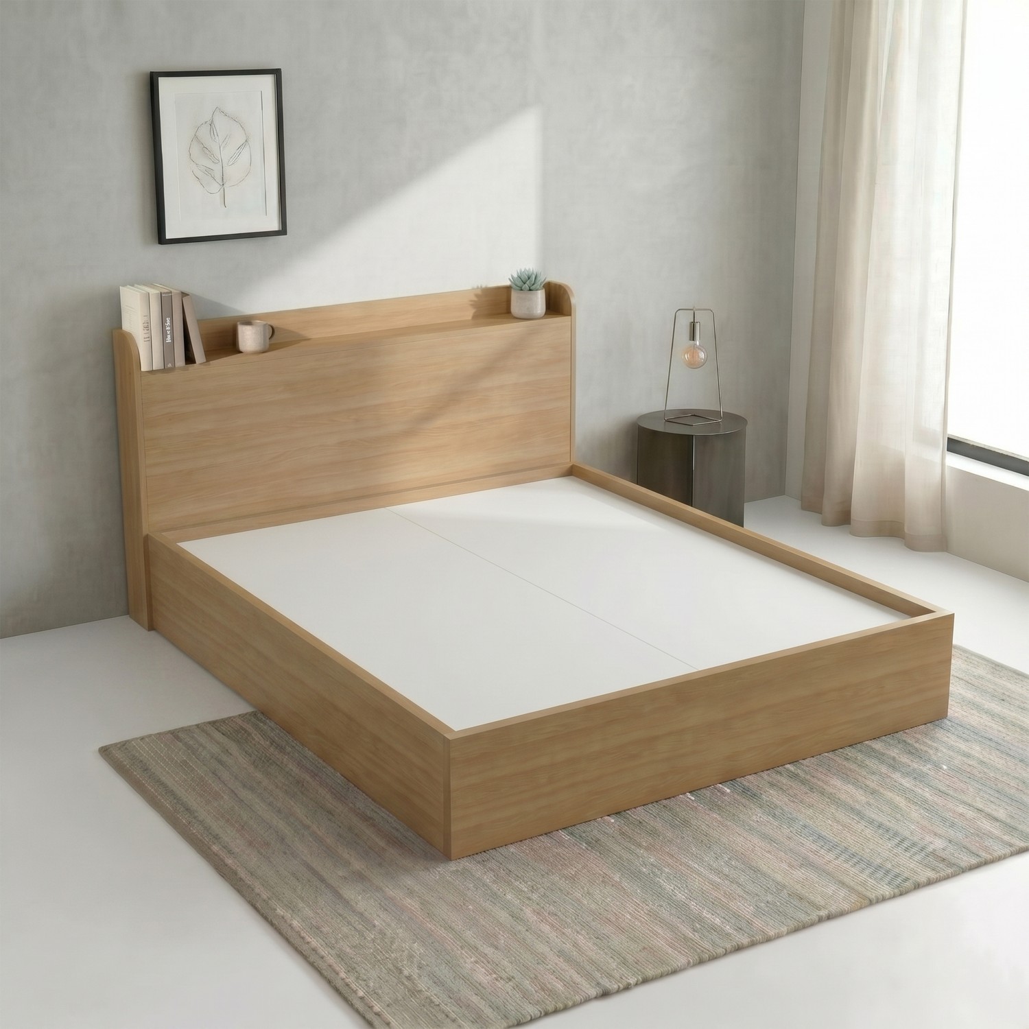Giường bệt tích hợp kệ sách đầu giường gỗ MDF hiện đại - Nội Thất Gia Linh