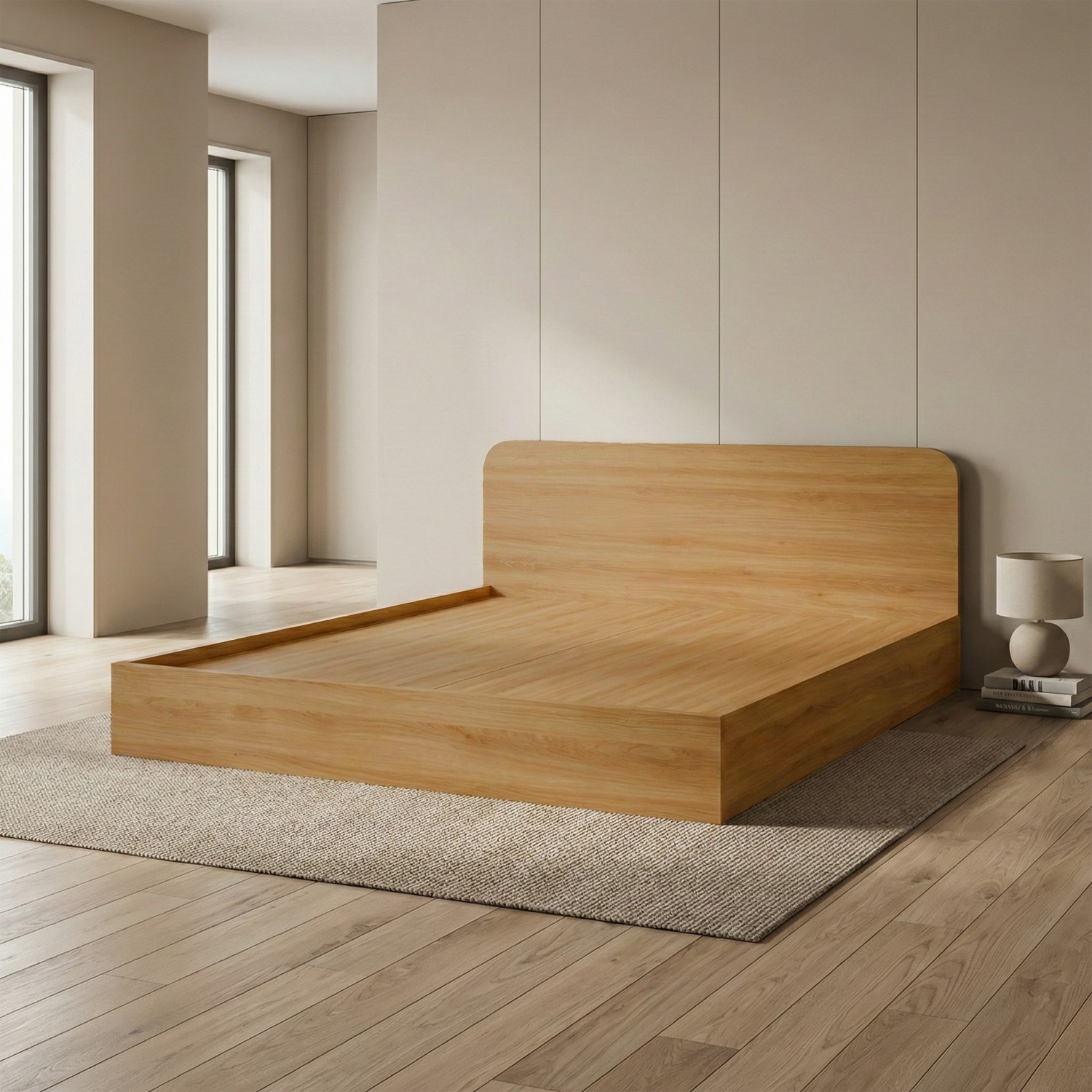 Giường bệt gỗ dáng thấp hiện đại MDF phủ Melamine - Nội Thất Gia Linh