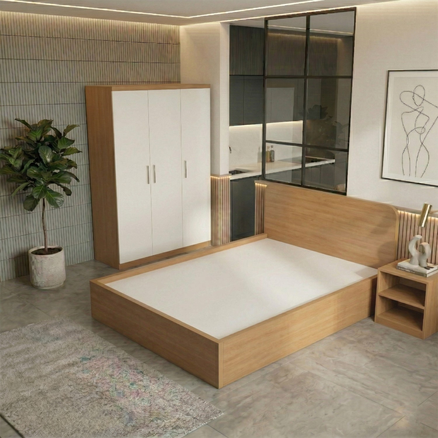 Giường ngủ MDF chống ẩm cho phòng ngủ hiện đại