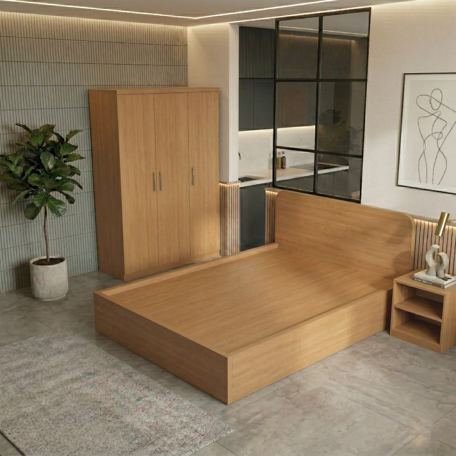 Checklist mua nội thất trọn bộ phòng ngủ gồm giường tủ quần áo bàn trang điểm và táp đầu giường