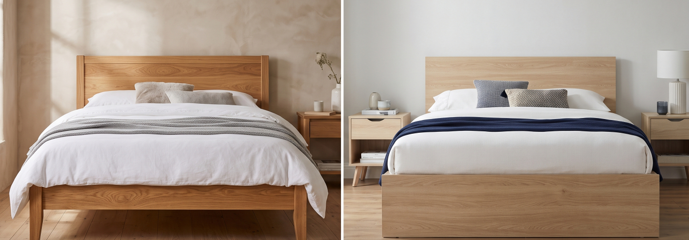 So sánh giường ngủ gỗ tự nhiên và gỗ công nghiệp MDF Melamine